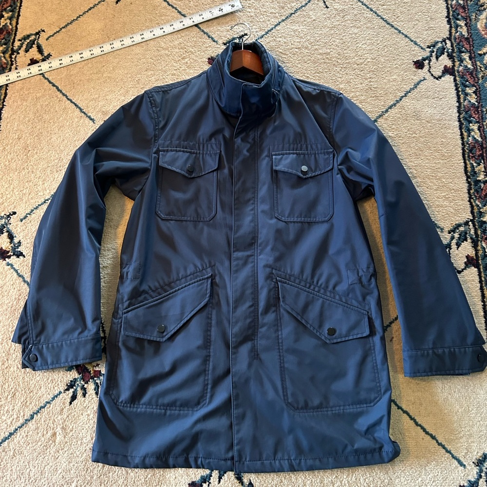 Blue, raincoat/military style, Banana Republic coat